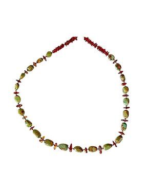 Lee Sands Amber and Turquoise 28" Necklace - Vintage - Made in Hawaii